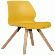 Décoshop26 - Chaise de salle à manger x1 design scandinave en plastique et PVC jaune et pieds en bois carrés clair 10_0002304 - jaune Bois massif 3