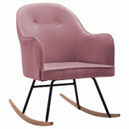 Décoshop26 - Fauteuil à bascule d'allaitement rembourré relax pour salon en velours rose DEC029070 - 3000257198601