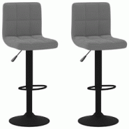 Décoshop26 - Lot de 2 tabourets de bar chaises hautes coutures carrées en velours gris foncé et acier noir DEC029717 - gris 3000257519369