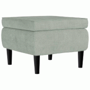 Décoshop26 - Tabouret assise repose-pieds avec pieds en bois assise en tissu velours gris clair DEC026302 - Bois massif 3000255741670