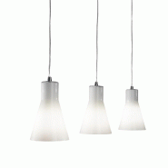 Fabas Luce Suspension Diana En Métal Chromé Et Verre Soufflé, Design Élégant, 3 Ampoules Avec Douille E27, Idéale Pour Les Intérieurs, 2753-47-