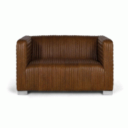 GINER Y COLOMER SL Canapé 3 places Keops en cuir 67 cm x 220 cm x 98 cm - marron fourrure 10002