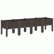 Helloshop26 - Jardinière bac lit surélevé plantes fleurs terrasse jardin avec pieds 160 x 40 x 42 cm PP marron 02_0038159 - 3000214118277 Helloshop26 - Jardinière bac lit surélevé plantes fleurs terrasse jardin avec pieds 160 x 40 x 42 cm PP marron 02_0038159 - 3000214118277