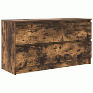Helloshop26 - Meuble TV moderne avec grand espace de rangement 100 x 35 x 54 cm en bois d'ingénierie chêne fumé 02_0051756 - Bois massif 3000237079050