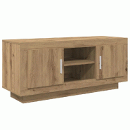 Helloshop26 - Meuble TV rectangulaire rustique avec étagères 102 x 35 x 45 cm en bois d'ingénierie chêne artisanal 02_0052673 - Bois massif 300023