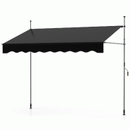 Helloshop26 - Store rétractable 250 x 120 x 210-300 cm manivelle réglable et protection solaire en polyester noir 20_0013657 - noir aluminium 300022