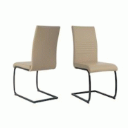 Möbilia Chaises cantilever, lot de 2 | Similicuir | Structure cantilever | L 42 x P 59 x H 97 cm | taupe – noir - multicolore multi-matériau 21020060 Möbilia Chaises cantilever, lot de 2 | Similicuir | Structure cantilever | L 42 x P 59 x H 97 cm | taupe – noir - multicolore multi-matériau 21020060
