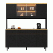 Merax Buffet LED 160x40x185 cm, armoire haute noir-chêne avec prises, USB-A/USB-C, rangement et station café - noir Bois manufacturé N634D0039S Merax Buffet LED 160x40x185 cm, armoire haute noir-chêne avec prises, USB-A/USB-C, rangement et station café - noir Bois manufacturé N634D0039S