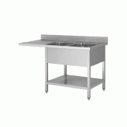 Skyrainbow Centrale de rinçage en inox, deux cuves à droite, 160 x 60 - inox THSTR166SBR2