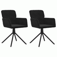 VidaXL Chaises pivotantes à manger lot de 2 Noir Velours Modèle Orion Line Pro - 344796