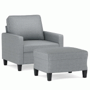VidaXL Fauteuil avec repose-pied Gris clair 60 cm Tissu Modèle Vega Executive Élégance - 3201029