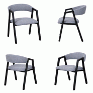 Yelloo - mod. MILANO Ensemble de 4 chaises modernes en tissu noir et gris - gris métal 0805698370943