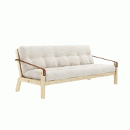 BANQUETTE FUTON POETRY EN PIN MASSIF COLORIS IVOIRE COUCHAGE 130 X 190 CM.