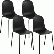 CLP Lot de 4 chaises empilables Hardin Plastique HBT: 85x51x55 cm Noir - noir 328906