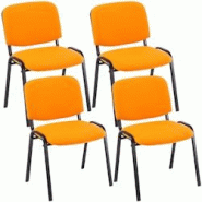 CLP Lot de 4 chaises visiteur Ken en tissu Orange - orange textile 313006 CLP Lot de 4 chaises visiteur Ken en tissu Orange - orange textile 313006