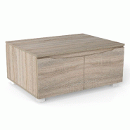 COSTWAY Table basse avec espace de rangement, table basse rectangulaire avec 4 portes et pieds antidérapants, 80 x 60 x 37 cm (modèle 1) - marron TH