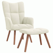 Décoshop26 - Fauteuil lounge chaise de canapé design moderne avec repose-pied en velours crème DEC026503 - beige 3000255859023
