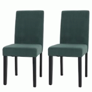 Décoshop26 - Lot de 2 chaises de salle à manger dossier haut en tissu velours côtelé vert pieds en bois foncés 04_0007330 - 3000262061488 Décoshop26 - Lot de 2 chaises de salle à manger dossier haut en tissu velours côtelé vert pieds en bois foncés 04_0007330 - 3000262061488