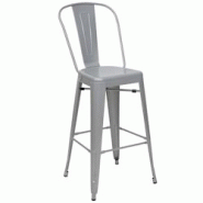 Décoshop26 - Tabouret de bar avec dossier design industriel en métal gris avec repose-pieds 04_0005251 - gris 3000124732693
