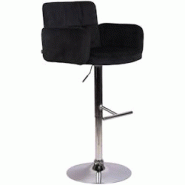 Décoshop26 - Tabouret de bar pivotant en velours noir et métal chromé avec accoudoirs repose-pieds et dossier TDB10644 - noir 3002470532699