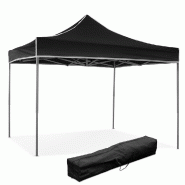 Divina Fire Gazebo Pliable Pliable 3X3 Noir Recouvert De Pvc Imperméable - noir plastique 8059591736425_0