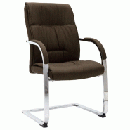 Helloshop26 - Chaise fauteuil siège de bureau informatique étude cantilever tissu brun 02_0023994 - polyester 3000214627557