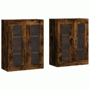 Helloshop26 - Lot de 2 armoires murales pratiques design contemporain rangement élégant 69,5 x 34 x 90 cm en bois d'ingénierie chêne 02_0055437 -