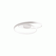 Plafonnier LED circulaire 55 W en métal blanc mat - Diamètre 60 cm, intensité variable, design moderne pour éclairage intérieur - Perenz - blanc