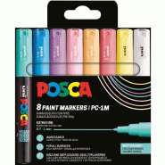 Uni-ball POSCA - Mitsubishi Pencil - Marqueurs Peinture Acryliques PC-1MC - Marqueur Permanent Tout Support - Pointe Fine Ogive 0,7-1 mm (Douce, 8) -