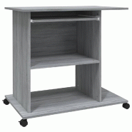 VidaXL Bureau d'ordinateur Sonoma gris 80x50x75 cm Bois d'ingénierie Modèle Apex Pure - 815544