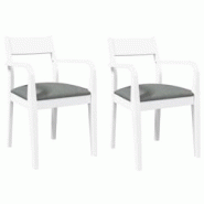 VidaXL Chaises à Manger Coussins 2 Pcs Blanc Bois Massif Caoutchouc - blanc 4102511 VidaXL Chaises à Manger Coussins 2 Pcs Blanc Bois Massif Caoutchouc - blanc 4102511