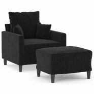 VidaXL Fauteuil avec repose-pied Noir 60 cm Velours Modèle Orion Design - 3201102