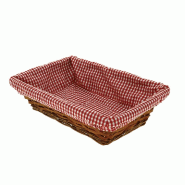 Corbeille rectangle "Caro" bois tressé tissu vichy rouge 35x25x9cm-par 30