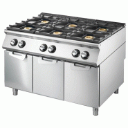 Cuisinière à gaz 6 brûleurs sur soubassement portes - puissance 52 kw - PVS90120PCGSP