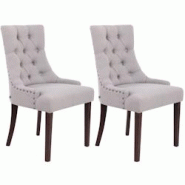 Décoshop26 - Lot de 2 chaises de salle à manger avec boutons décoratives assise en tissu gris pieds foncés 10_0001518 - gris 3000250519830 Décoshop26 - Lot de 2 chaises de salle à manger avec boutons décoratives assise en tissu gris pieds foncés 10_0001518 - gris 3000250519830