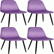 Décoshop26 - Lot de 4 chaises de salle à manger design simple avec pieds en métal noir et assise en tissu violet 10_0001831 - violet métal 3000250