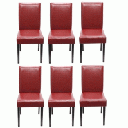 Décoshop26 - Lot de 6 chaises de salle à manger synthétique rouge pieds foncés CDS04244 - 3000075117426