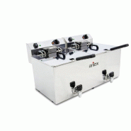 Friteuse électrique EVOLUTION avec robinet, capacité 12+12 litres, puissance 7,5+7,5 kw triphasé avec contacteur EVO1212GTR de Arilex. Arilex - GEV