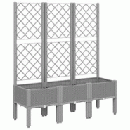 Helloshop26 - Jardinière bac lit surélevé plantes fleurs terrasse jardin avec treillis clair 120 x 40 x 142 cm PP gris 02_0038344 - 3000214180755 Helloshop26 - Jardinière bac lit surélevé plantes fleurs terrasse jardin avec treillis clair 120 x 40 x 142 cm PP gris 02_0038344 - 3000214180755