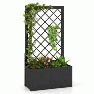 Helloshop26 - Jardinière surélevé bac à plantes 63 x 31 x 112 cm cadre robuste treillis pratique style contemporain en métal noir 20_0012188 - no