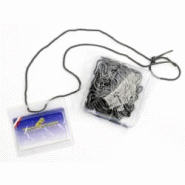 Kit éco cordon + badge - kitbadgeeco - 10 porte-badges format CB 86x54 - 100 lacets gris