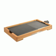 KITCHEN CHEF Plancha Gril électrique 2000w 51x25,5cm kcwoodpla2000 - beige 3485617779827