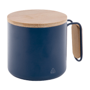 Mug thermos - double paroi en acier inoxydable recyclé - avec couvercle et poignée en bambou - 300 ml Mug thermos - double paroi en acier inoxydable recyclé - avec couvercle et poignée en bambou - 300 ml