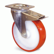 Roulette polyuréthane corps polyamide rouge à platine pivotante + frein d 100mm - GUITEL HERVIEU - ep4bd100-28l - 867410