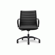 Fauteuil manager Classic Black Edition - cuir avec surpiqûres, accoudoirs et pied chromé Fauteuil manager Classic Black Edition - cuir avec surpiqûres, accoudoirs et pied chromé