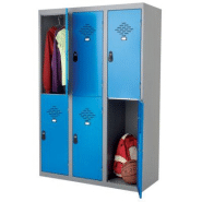 Vestiaires Multicases monoblocs 3 colonnes 2 cases gris / bleu largeur 400 mm Vestiaires Multicases monoblocs 3 colonnes 2 cases gris / bleu largeur 400 mm