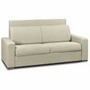 CANAPÉ LIT LEVALLOIS EXPRESS LATTES 120CM MATELAS 16CM TÊTE DE LIT INTÉGRÉE POLYURÉTHANE ÉCRU