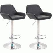 CLP Lot de 2 tabourets de bar Braga en Similicuir Noir /Chrome - noir polyester 316079 CLP Lot de 2 tabourets de bar Braga en Similicuir Noir /Chrome - noir polyester 316079