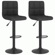 Décoshop26 - Lot de 2 tabourets de bar chaises hautes coutures carrées en tissu et acier noir DEC029814 - noir 3000257572630 Décoshop26 - Lot de 2 tabourets de bar chaises hautes coutures carrées en tissu et acier noir DEC029814 - noir 3000257572630