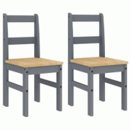 Décoshop26 - Set de 2 chaises de cuisine ou salle à manger design rustique en bois de pin gris DEC025572 - gris 3000255321841 Décoshop26 - Set de 2 chaises de cuisine ou salle à manger design rustique en bois de pin gris DEC025572 - gris 3000255321841